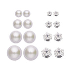 9 Piece Set - 4 White Colour Shell Pearl Earrings, 4 Magic Colour Crystal Earrings and Tennis Bracelet (Size 8 + 1.5 Ext) 52.50 Ct._4428898_3