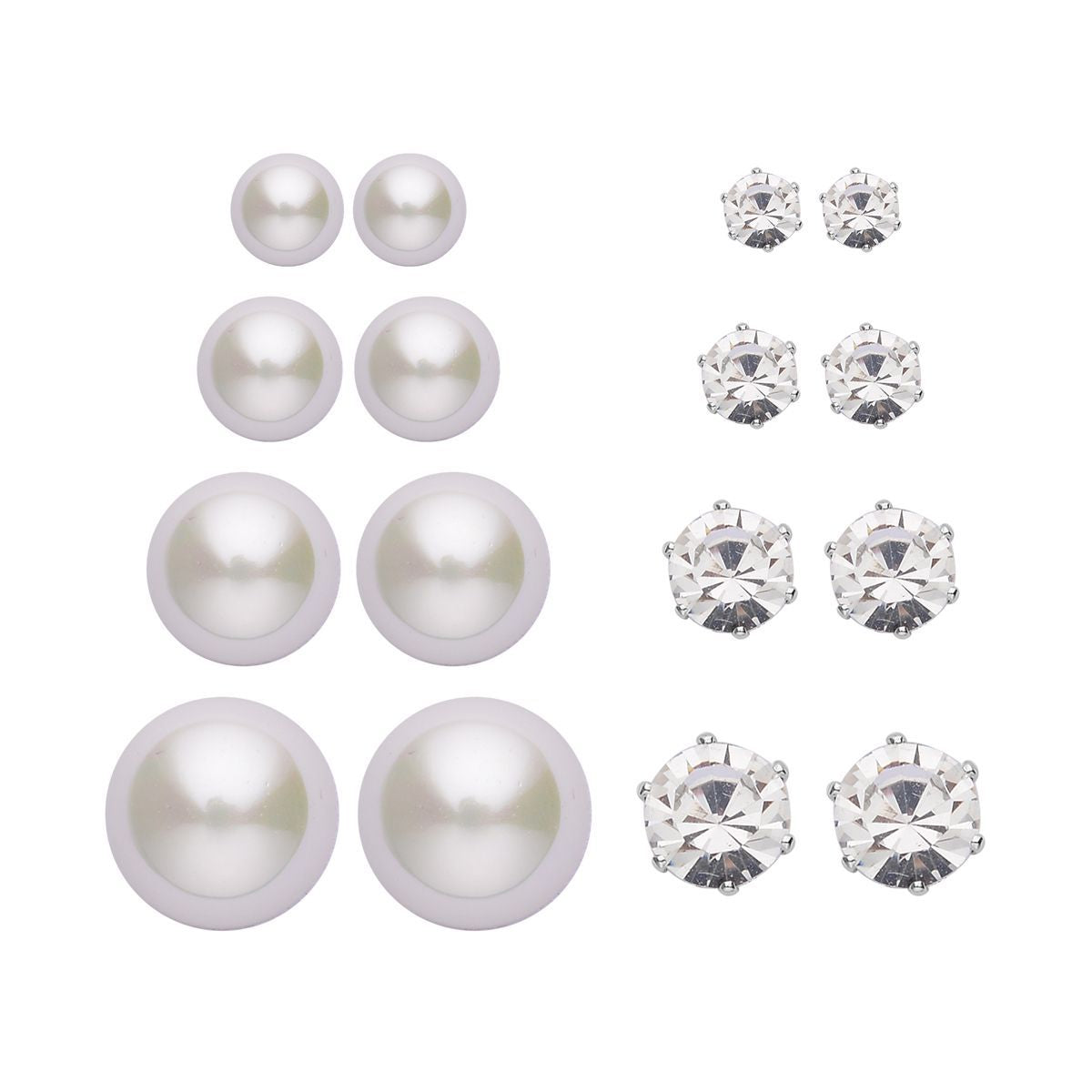 9 Piece Set - 4 White Colour Shell Pearl Earrings, 4 Magic Colour Crystal Earrings and Tennis Bracelet (Size 8 + 1.5 Ext) 52.50 Ct. 4428898 3