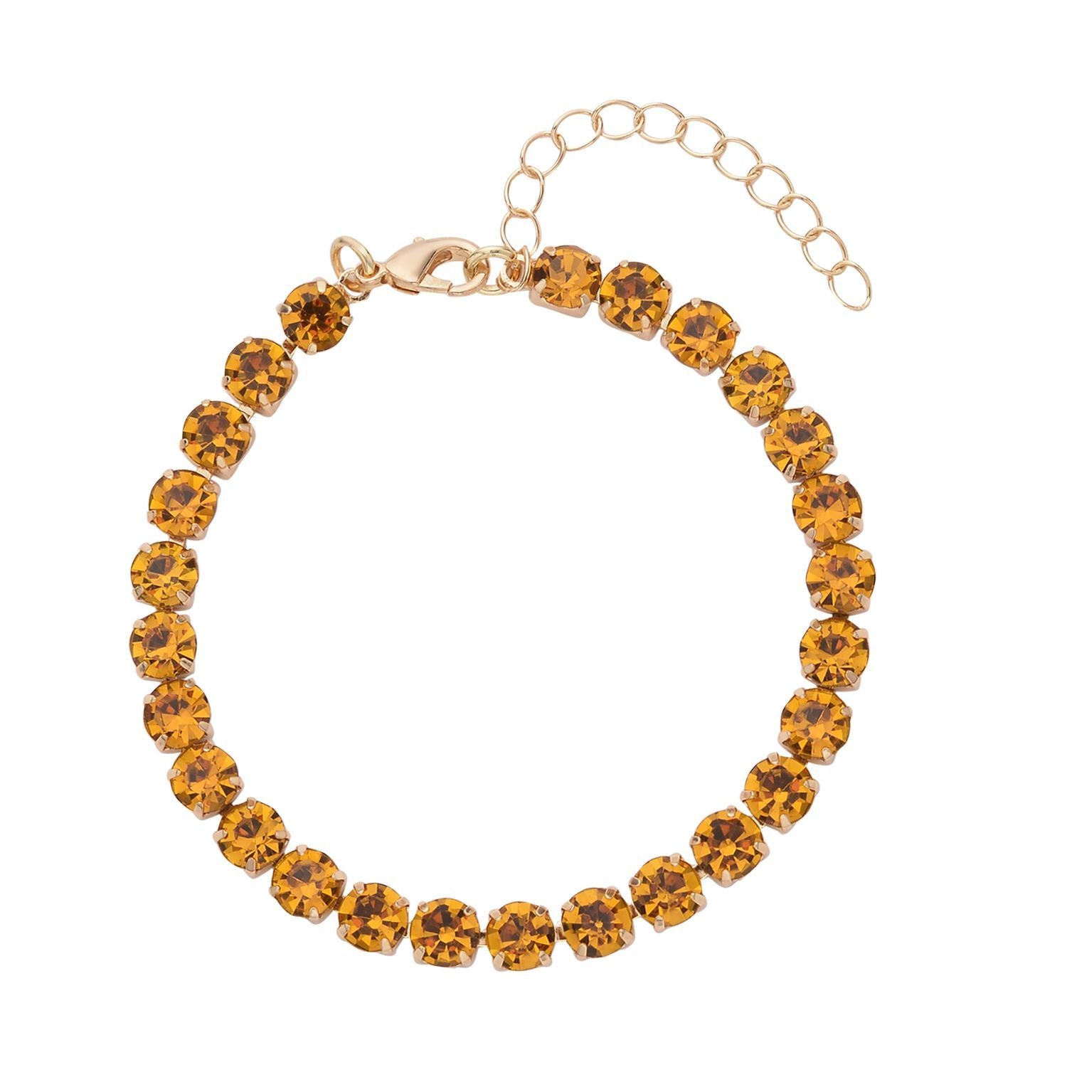 9 Piece Set - Peach Shell Pearl &amp; Champagne Crystal Bracelet (Size 8 + 1.5 Ext) &amp; Earring 52.50 Ct. 4428901 2