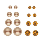 9 Piece Set - Peach Shell Pearl & Champagne Crystal Bracelet (Size 8 + 1.5 Ext) & Earring 52.50 Ct._4428901_3