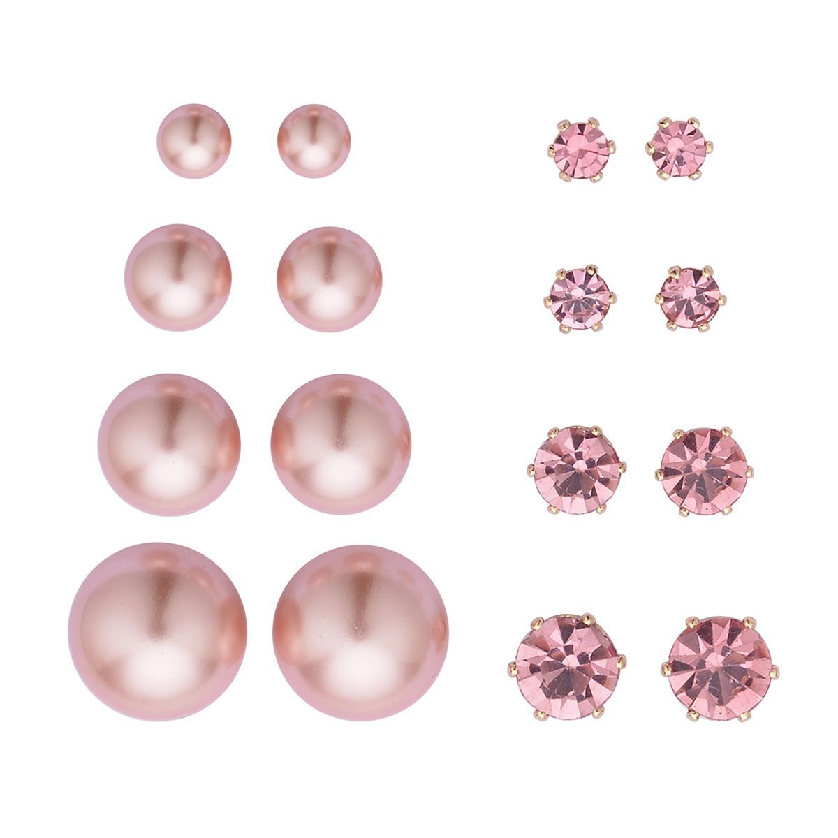 9 Piece Set - 4 Pink Colour Shell Pearl Earrings, 4 Magic Colour Crystal Earrings and Tennis Bracelet (Size 8 + 1.5 Ext) 52.50 Ct. 4428903 3