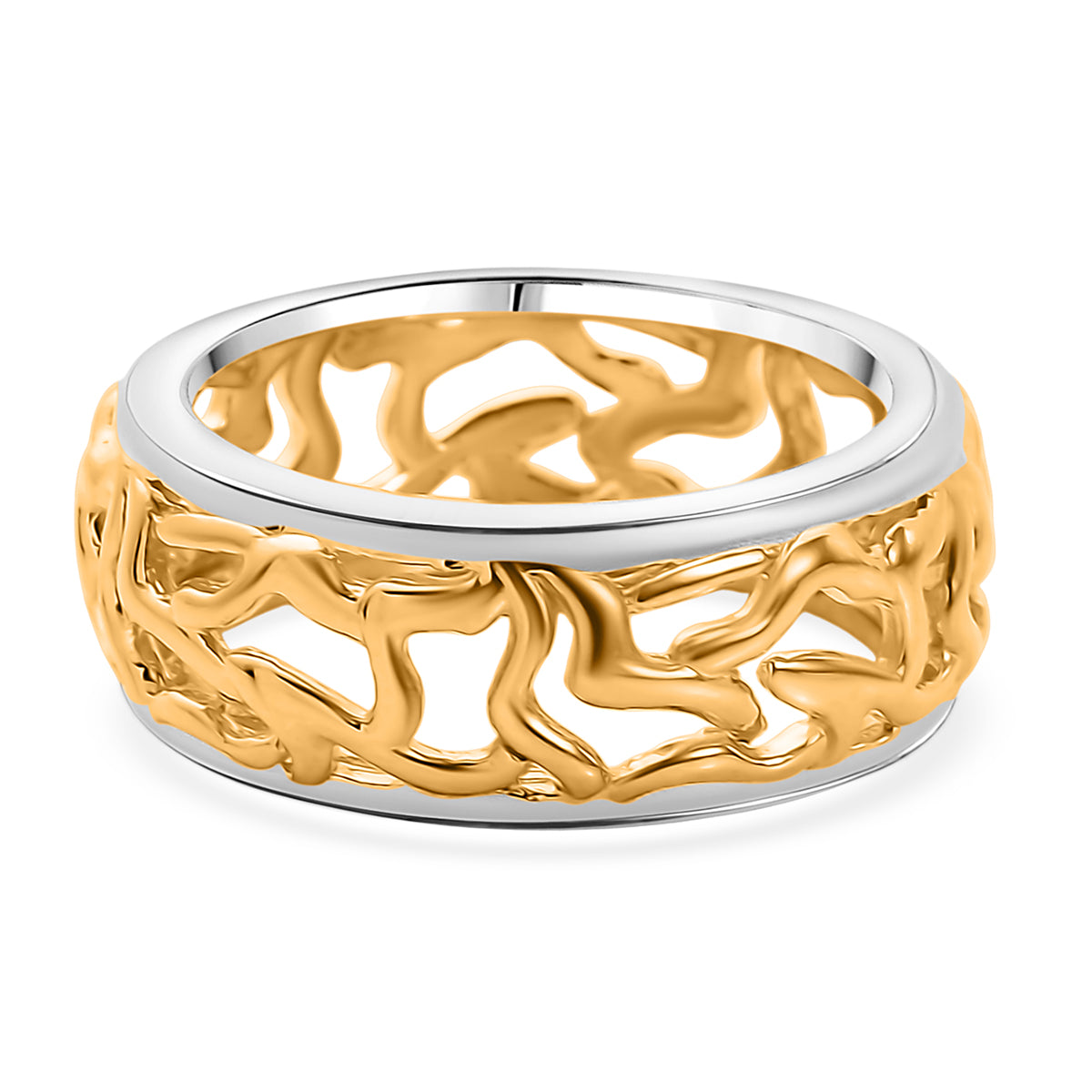 EverTrue 2 Piece Set of Band Ring &amp; Tree of Life Pendant with Chain (Size 20) in Yellow Gold Plated &amp; Platinum Overlay V32752982 4