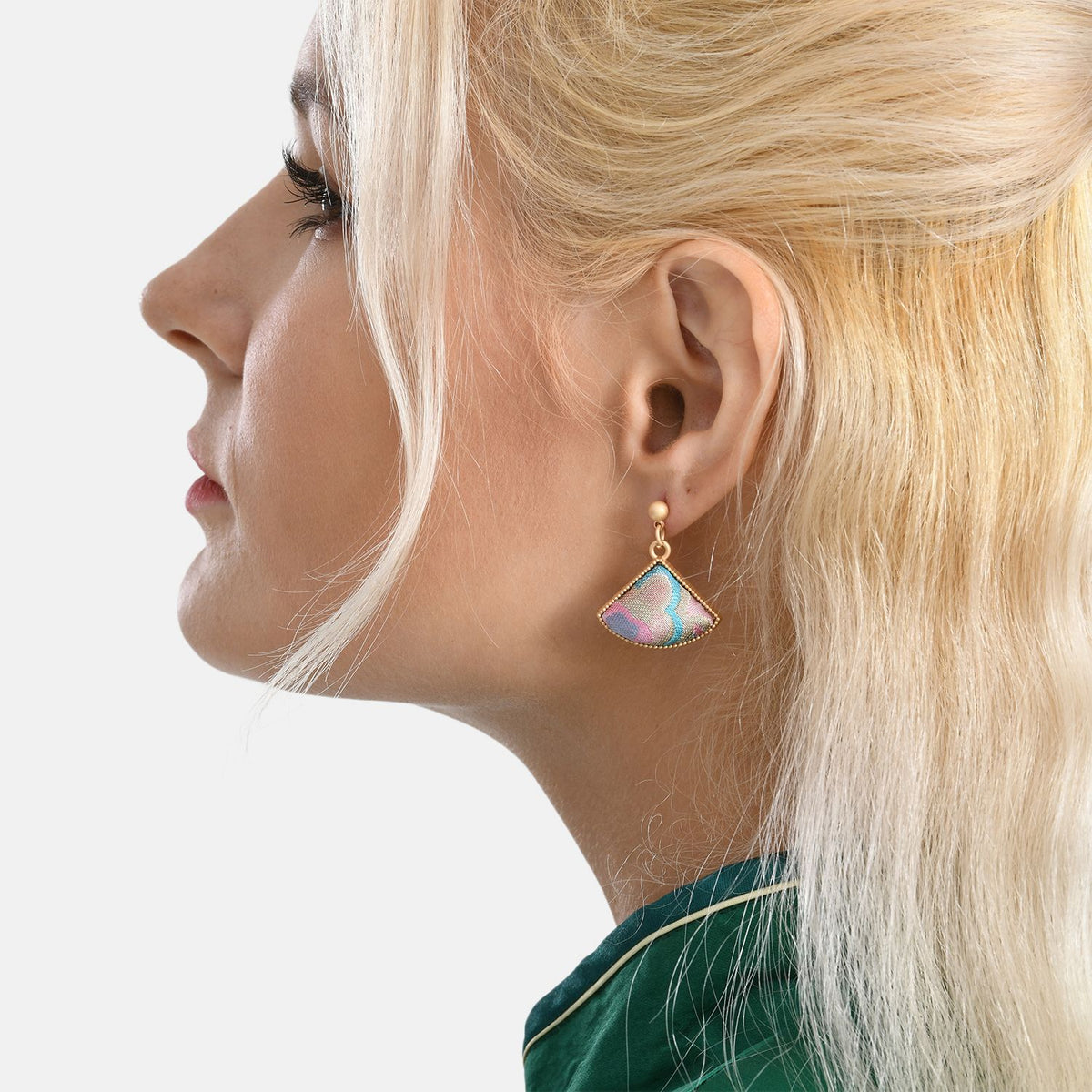 La Marey Signature Silk Multicolour Hairpins &amp; Push Back Earring Set V32539362 3