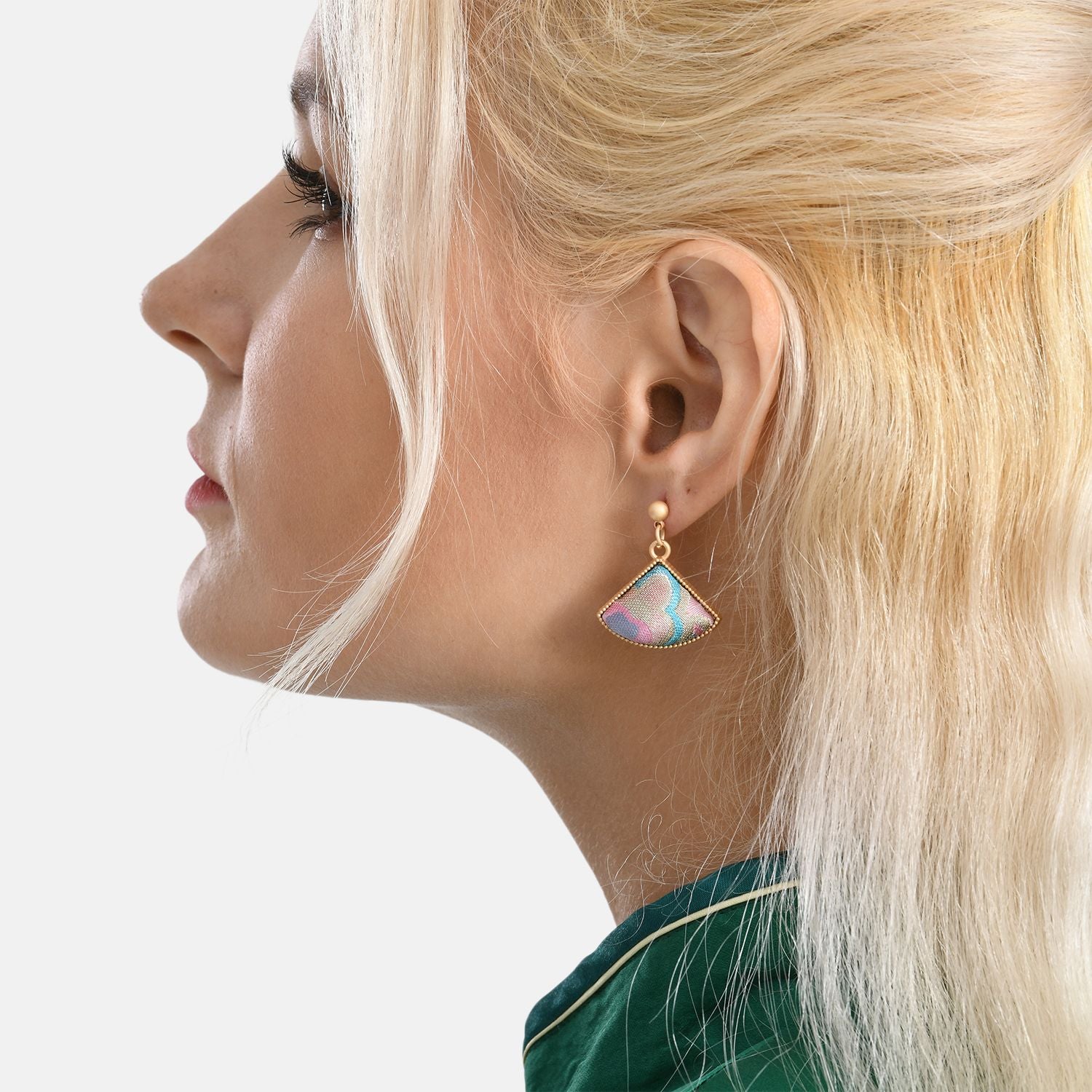 La Marey Signature Silk Multicolour Hairpins &amp; Push Back Earring Set V32539362 3