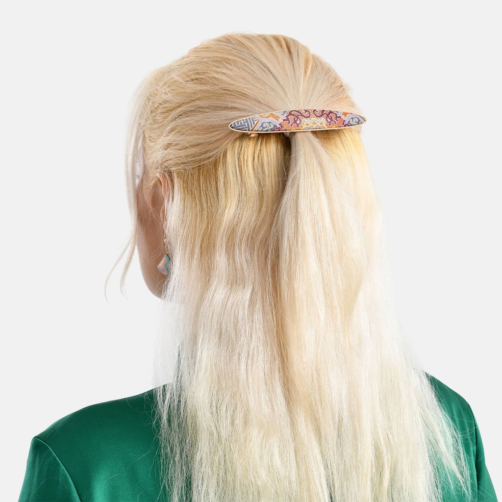 La Marey Signature Silk Multicolour Hairpins & Push Back Earring Set_4430709_3