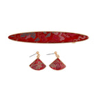 La Marey Signature Silk Multicolour Hairpins & Push Back Earring Set_4430710
