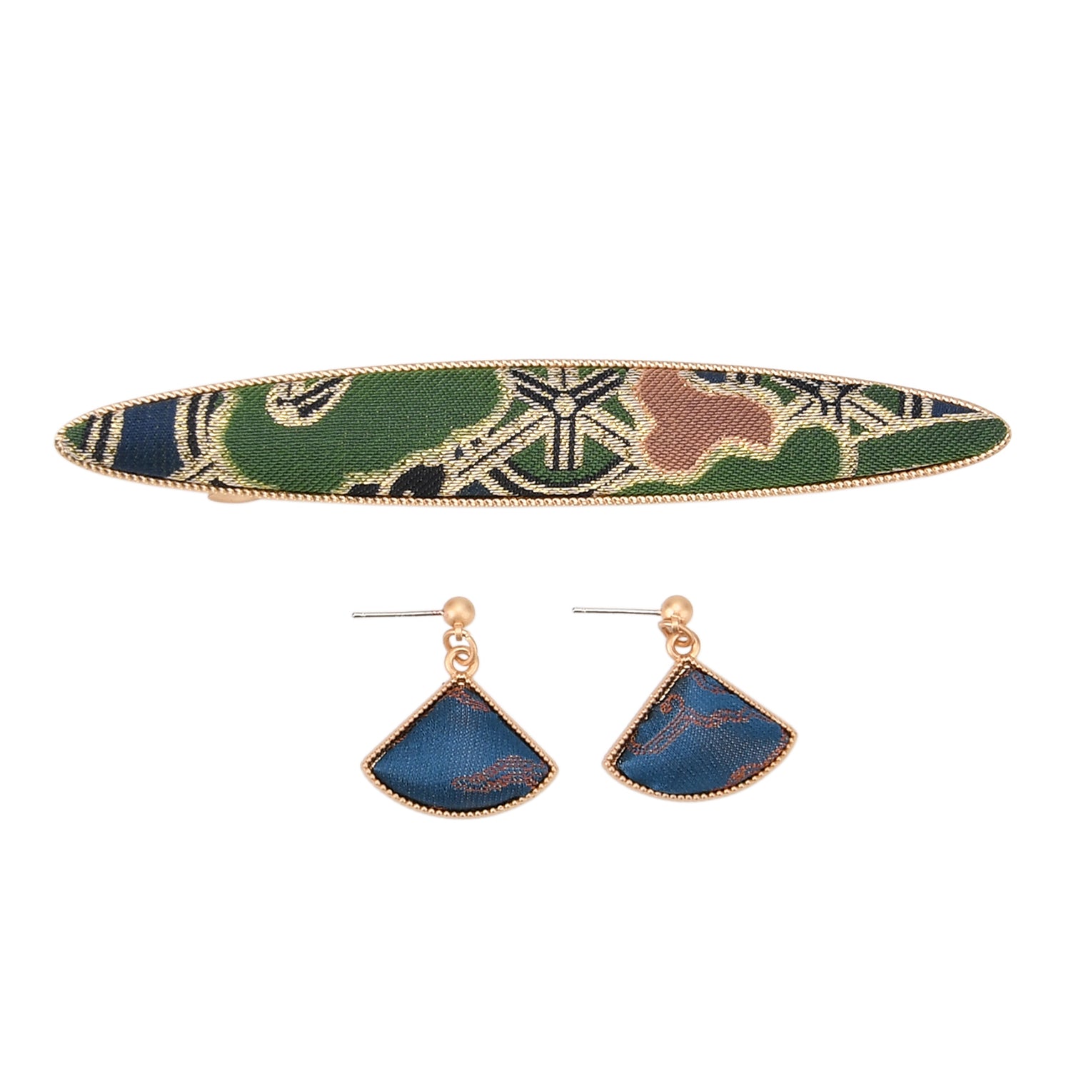 La Marey Signature Silk Multicolour Hairpins &amp; Push Back Earring Set V32525106 0