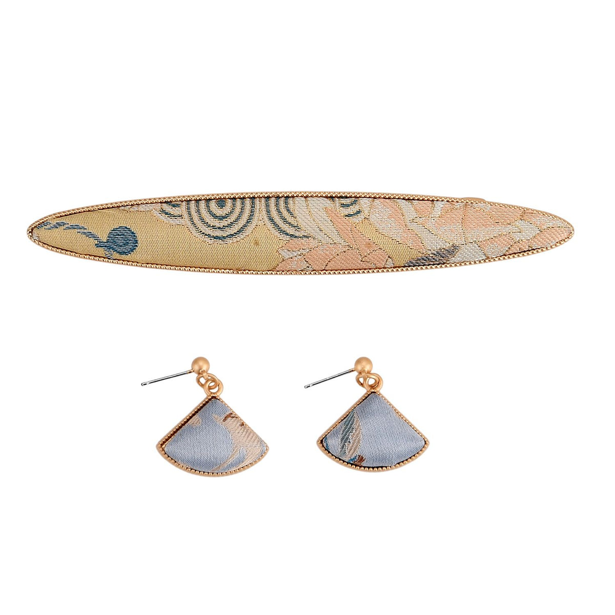 La Marey Signature Silk Multicolour Hairpins &amp; Push Back Earring Set V32524511 0