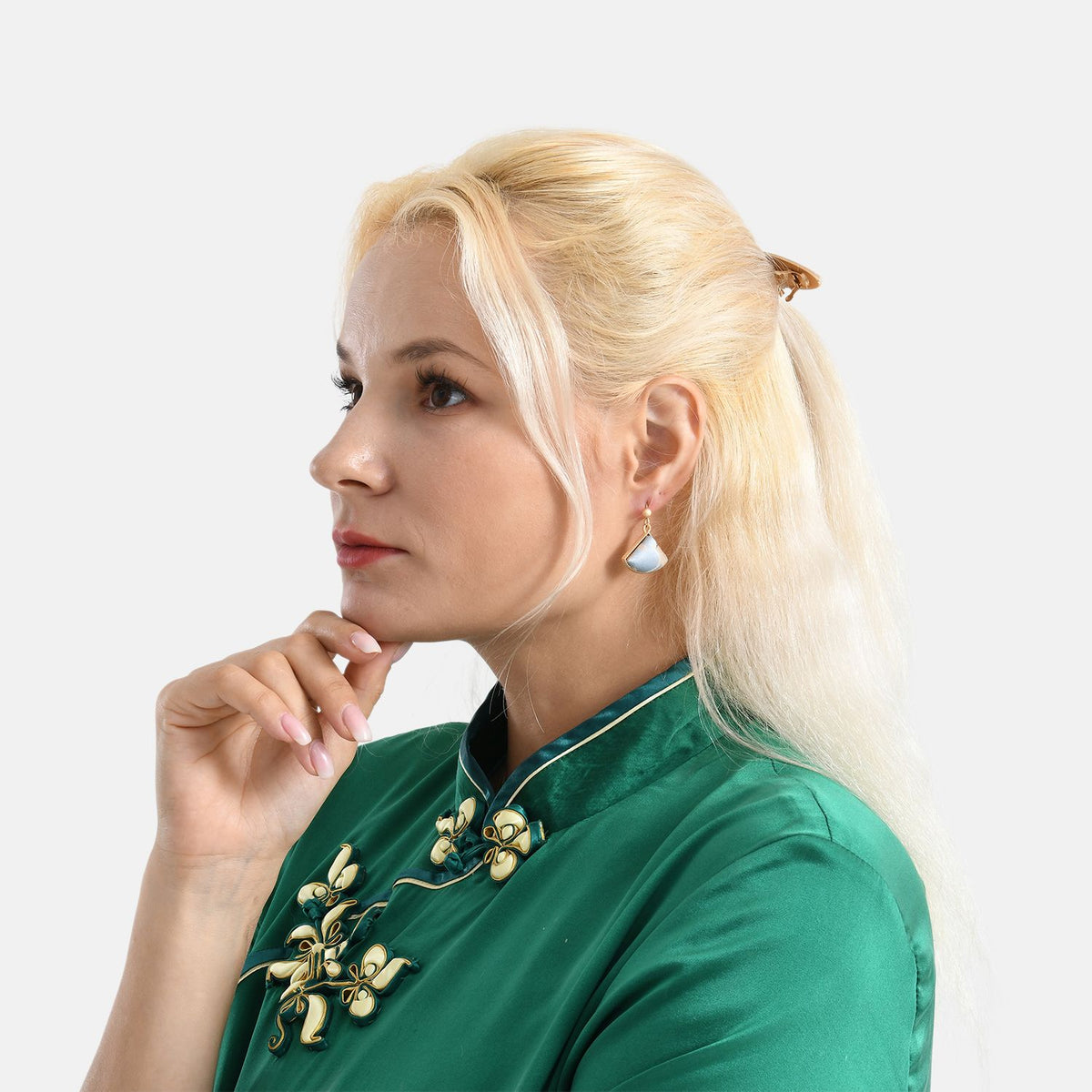 La Marey Signature Silk Multicolour Hairpins &amp; Push Back Earring Set V32524511 2