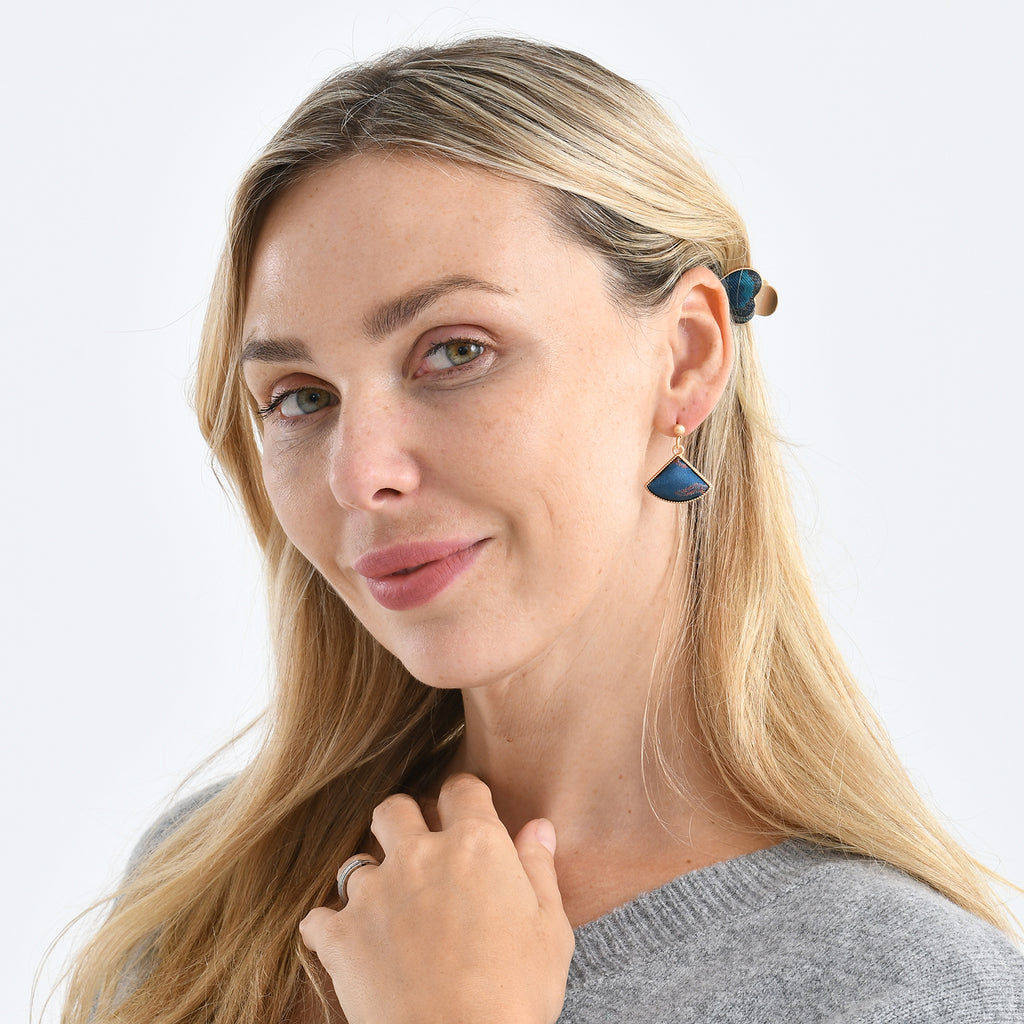 La Marey Signature Mulberry Silk Multicolour Hairpins & Push Back Earring Set_4430740_2