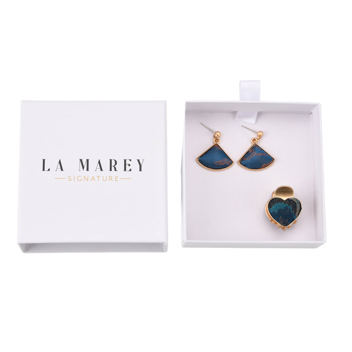 La Marey Signature Mulberry Silk Multicolour Hairpins &amp; Push Back Earring Set V32537602 9