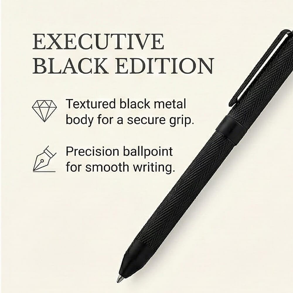 FATHERS DAY SPECIAL - GENOA TIME  Collection of Watch with 3ATM Water Resistancy and Date Function, Luxury Pen &amp; Cufflinks - Black V32538622 3