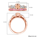 D'Joy Set of 2 - Pink Sapphire, Morganite & White Zircon Ring in 18K Vermeil Rose Gold Plated Sterling Silver 1.44 Ct, Silver Wt. 5.78 Gms._4432540_5