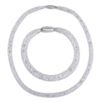 2 Piece Set - Sparkly White Crystal Necklace (Size - 20) and Bracelet (Size - 8)_4433146