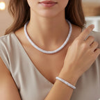 2 Piece Set - Sparkly White Crystal Necklace (Size - 20) and Bracelet (Size - 8)_4433146_2