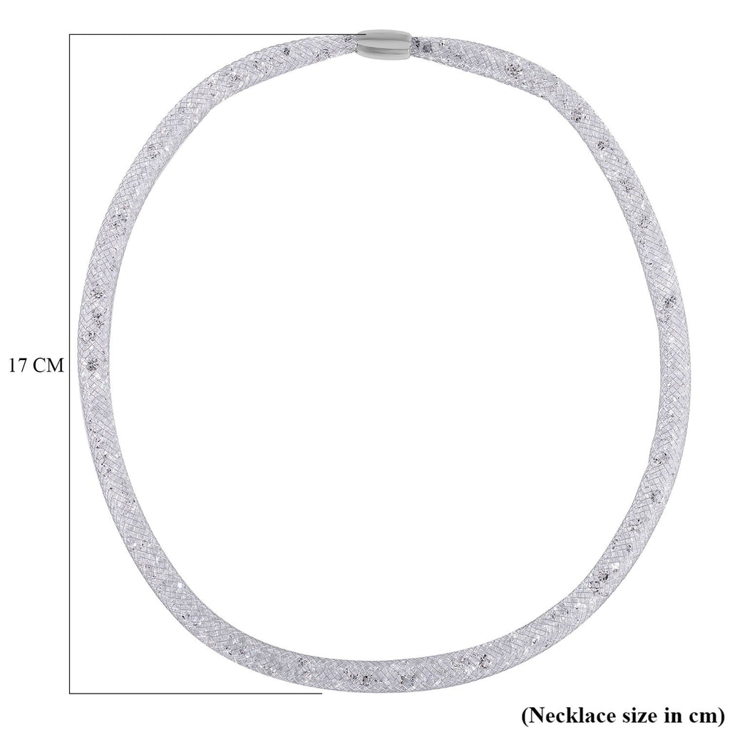 2 Piece Set - Sparkly White Crystal Necklace (Size - 20) and Bracelet (Size - 8)_4433146_5