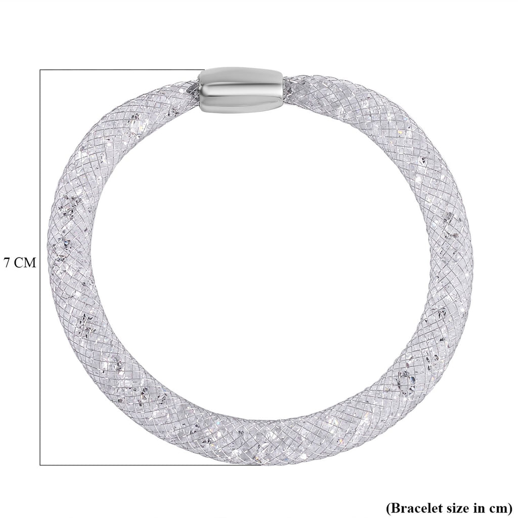 2 Piece Set - Sparkly White Crystal Necklace (Size - 20) and Bracelet (Size - 8)_4433146_7