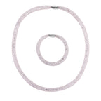 2 Piece Set - Sparkly White Crystal Necklace (Size - 20) and Bracelet (Size - 8)_4433149