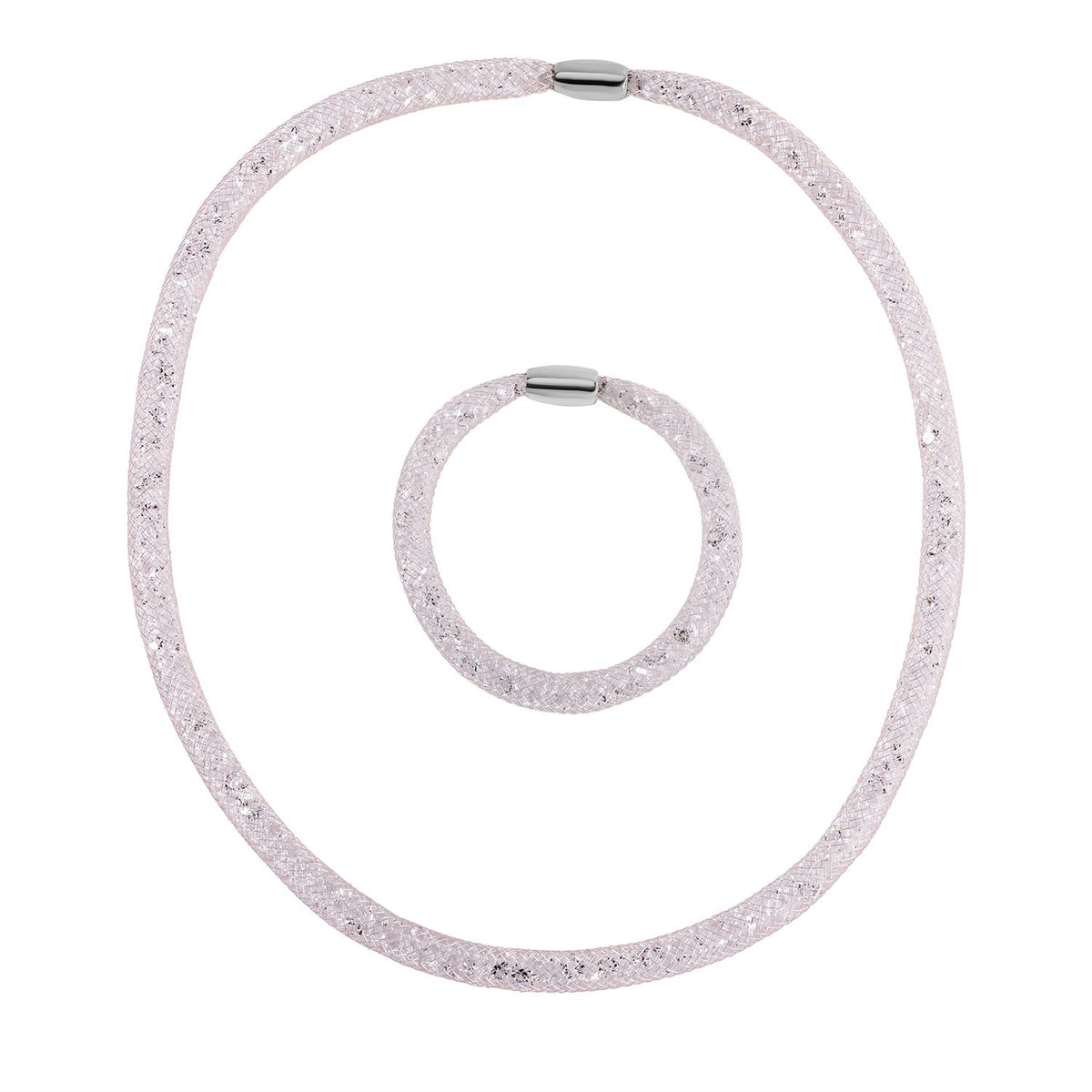 2 Piece Set - Sparkly White Crystal Necklace (Size - 20) and Bracelet (Size - 8) V32512501 0