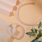 2 Piece Set - Sparkly White Crystal Necklace (Size - 20) and Bracelet (Size - 8)_4433149_1