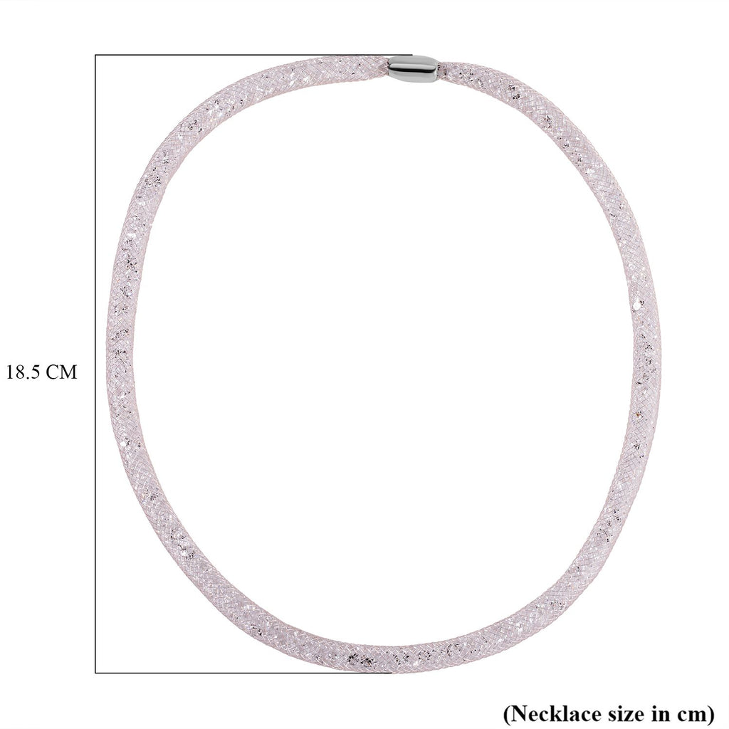 2 Piece Set - Sparkly White Crystal Necklace (Size - 20) and Bracelet (Size - 8)_4433149_5
