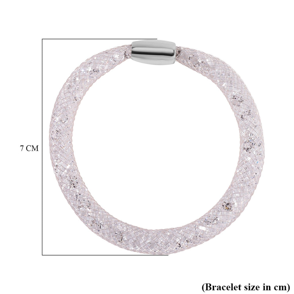 2 Piece Set - Sparkly White Crystal Necklace (Size - 20) and Bracelet (Size - 8)_4433149_7