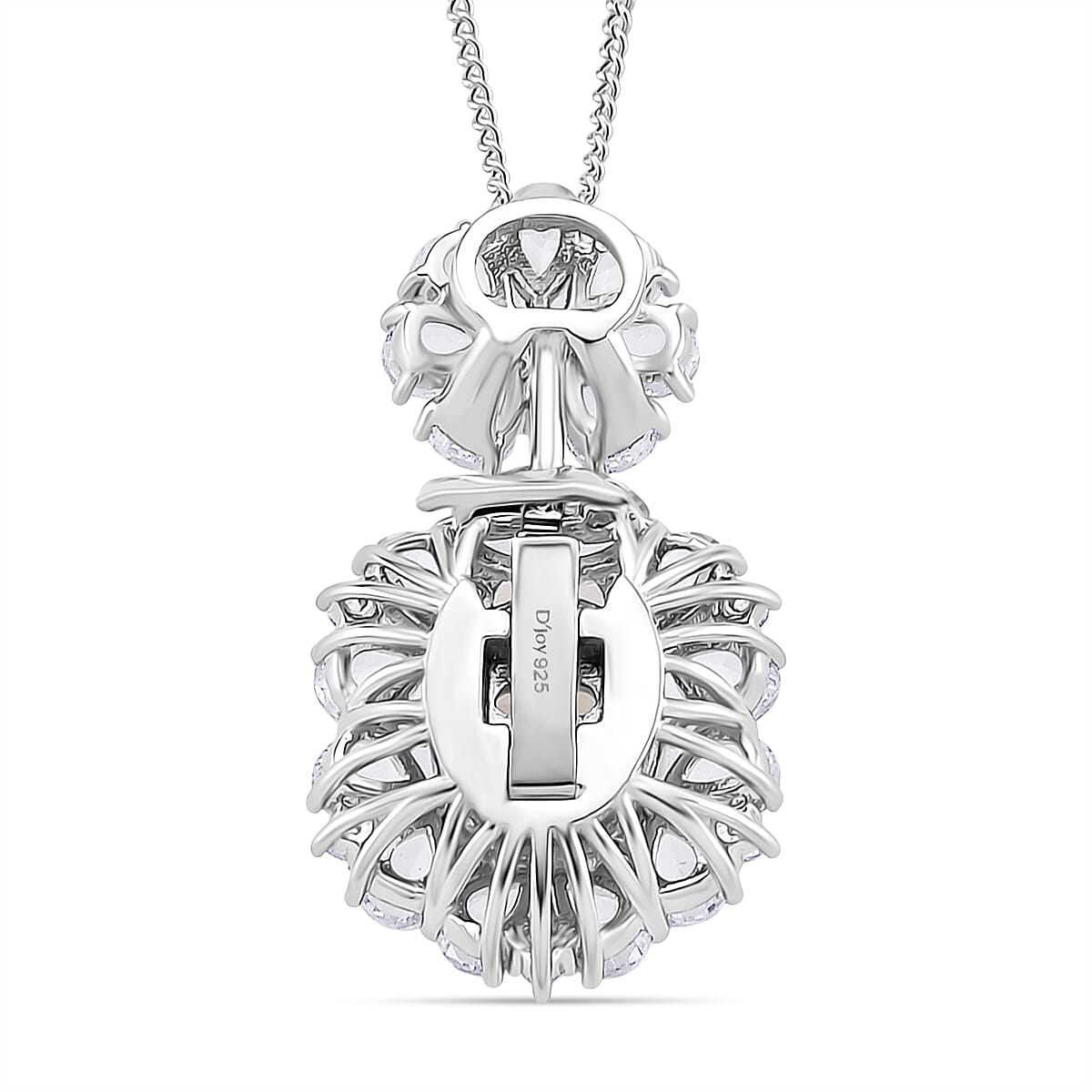 D'Joy White Jade &amp; White Topaz Pendent with Chain (Size 18) &amp; Ring in Rhodium Overlay Sterling Silver 6.81 Ct, Silver Wt. 8.55 Gms. 4434935 10