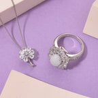 D'Joy White Jade & White Topaz Pendent with Chain (Size 18) & Ring in Rhodium Overlay Sterling Silver 6.81 Ct, Silver Wt. 8.55 Gms._4434943_1