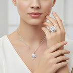 D'Joy White Jade & White Topaz Pendent with Chain (Size 18) & Ring in Rhodium Overlay Sterling Silver 6.81 Ct, Silver Wt. 8.55 Gms._4434943_2