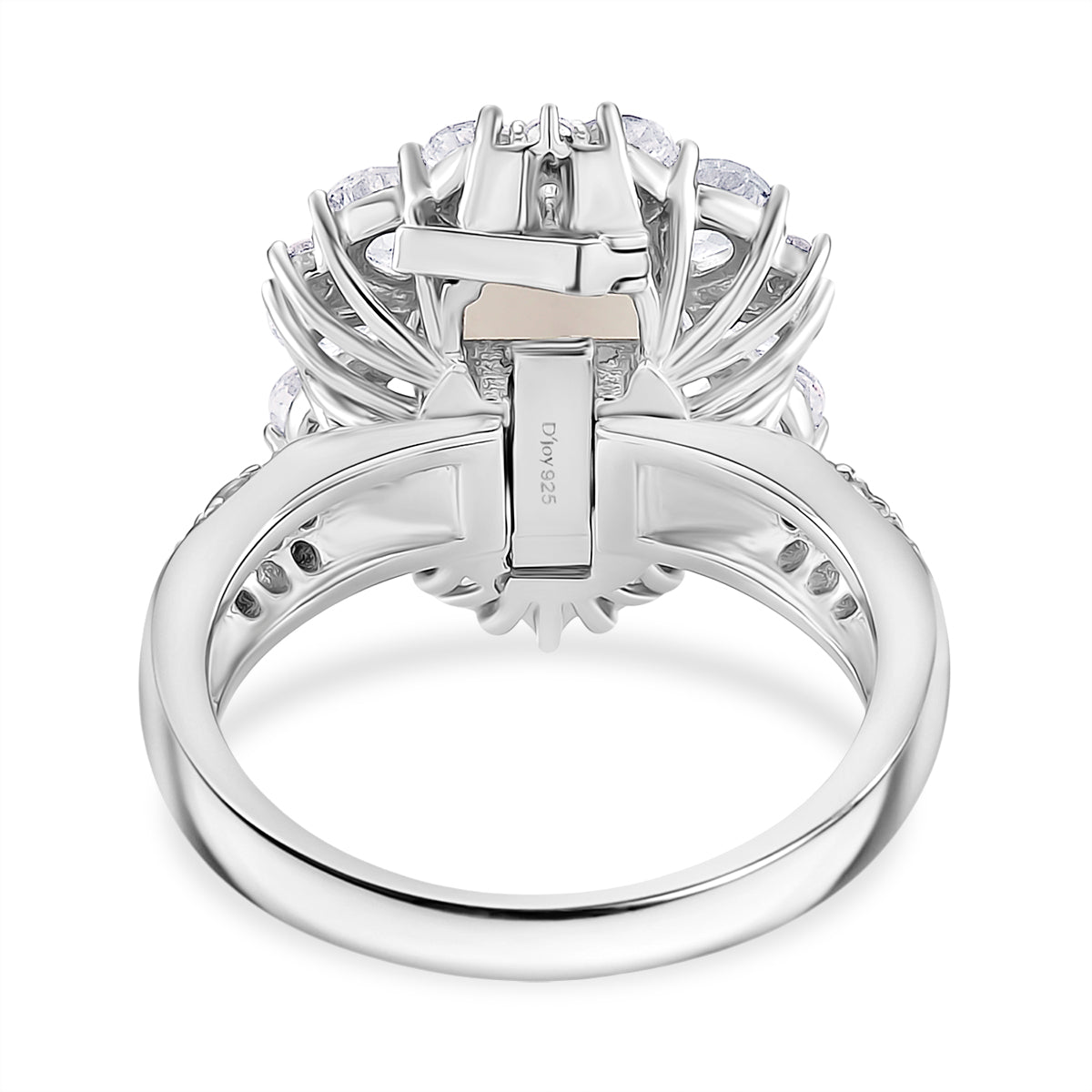 D'Joy White Jade &amp; White Topaz Pendent with Chain (Size 18) &amp; Ring in Rhodium Overlay Sterling Silver 6.81 Ct, Silver Wt. 8.55 Gms. 4434943 5