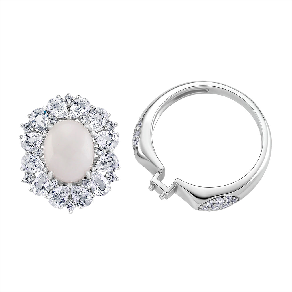 D'Joy White Jade & White Topaz Pendent with Chain (Size 18) & Ring in Rhodium Overlay Sterling Silver 6.81 Ct, Silver Wt. 8.55 Gms._4434943_5