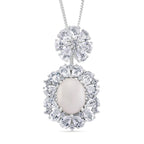 D'Joy White Jade & White Topaz Pendent with Chain (Size 18) & Ring in Rhodium Overlay Sterling Silver 6.81 Ct, Silver Wt. 8.55 Gms._4434943_7