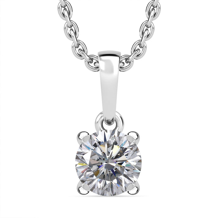 Royal Bali Collection - D'Joy Moissanite Solitaire Pendant in Platinum Overlay Sterling Silver with Chain (Size 20) 4435030 1