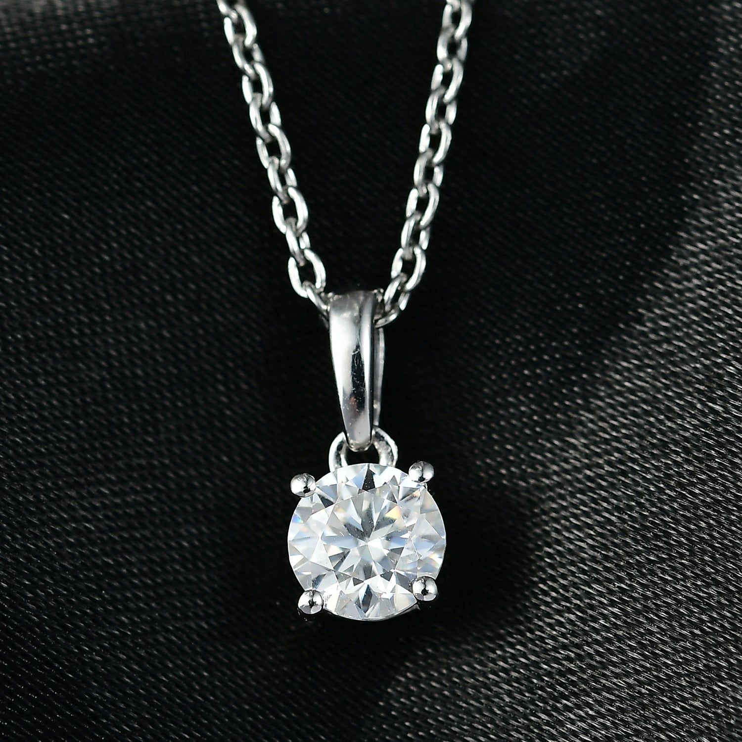 Royal Bali Collection - D'Joy Moissanite Solitaire Pendant in Platinum Overlay Sterling Silver with Chain (Size 20) 4435030 2