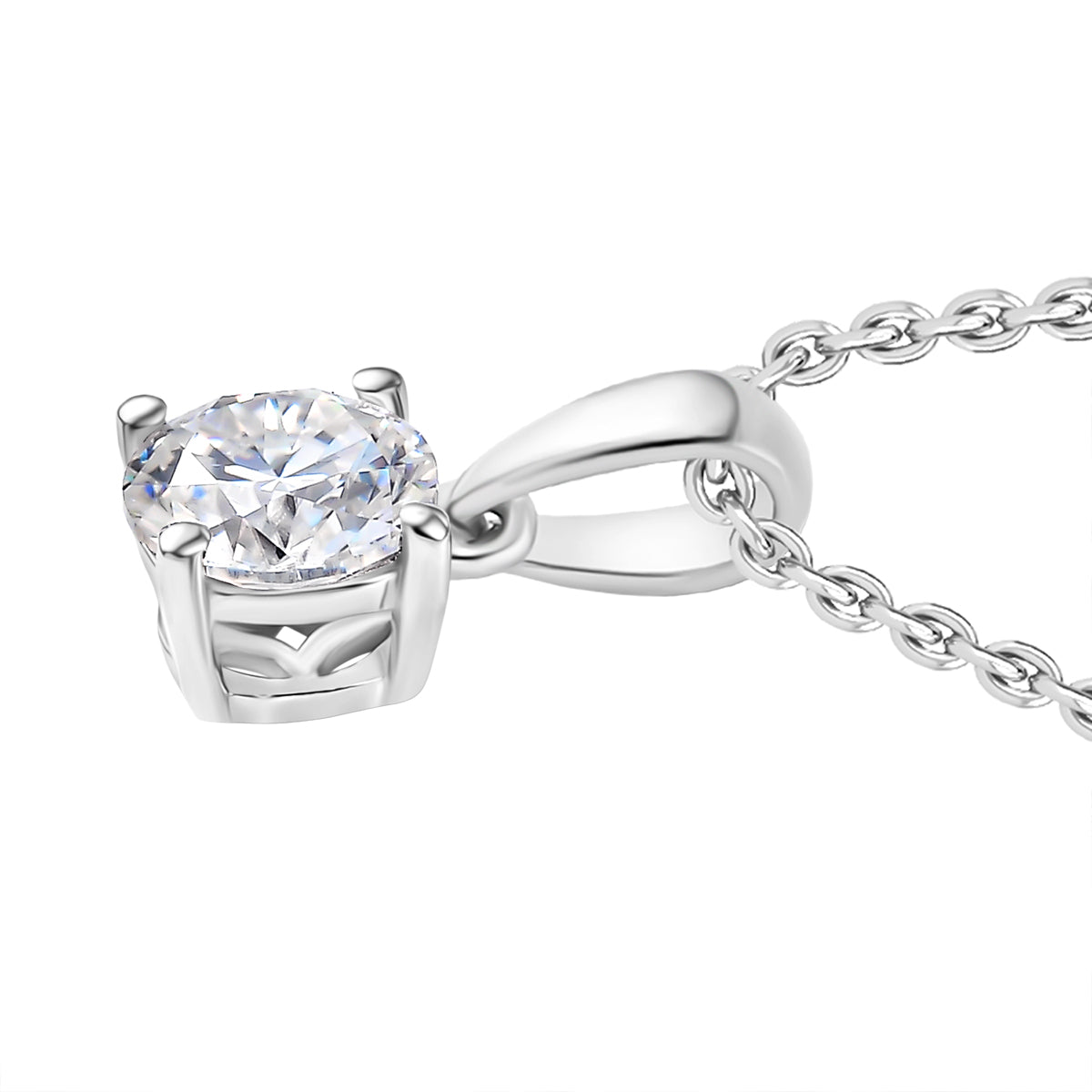 Royal Bali Collection - D'Joy Moissanite Solitaire Pendant in Platinum Overlay Sterling Silver with Chain (Size 20) 4435030 4