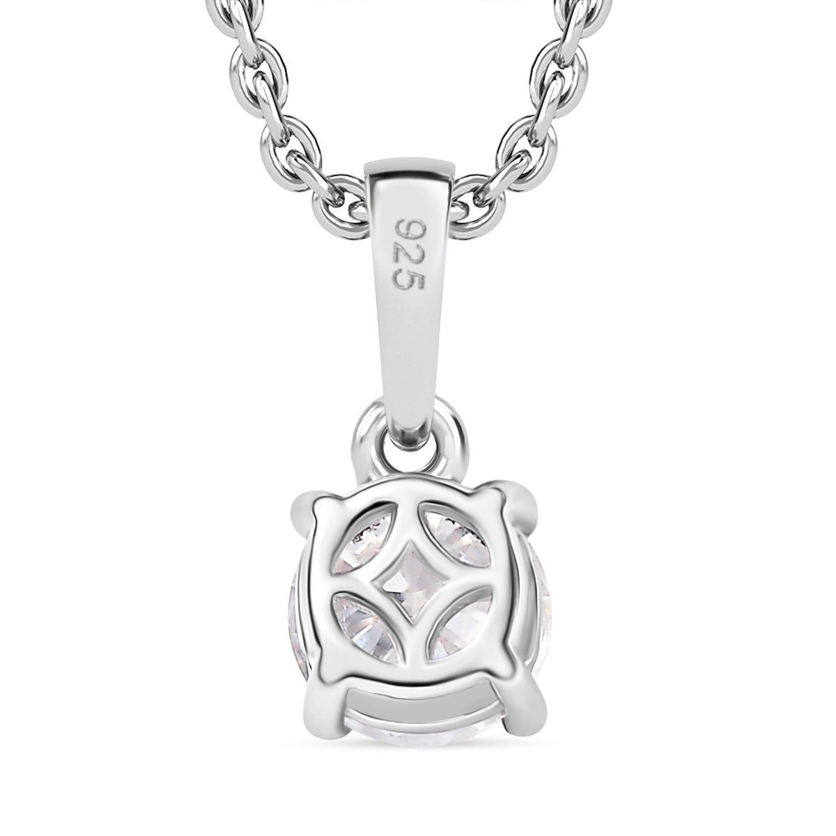 Royal Bali Collection - D'Joy Moissanite Solitaire Pendant in Platinum Overlay Sterling Silver with Chain (Size 20) 4435030 5