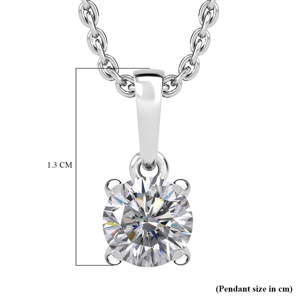 Royal Bali Collection - D'Joy Moissanite Solitaire Pendant in Platinum Overlay Sterling Silver with Chain (Size 20)_4435030_5