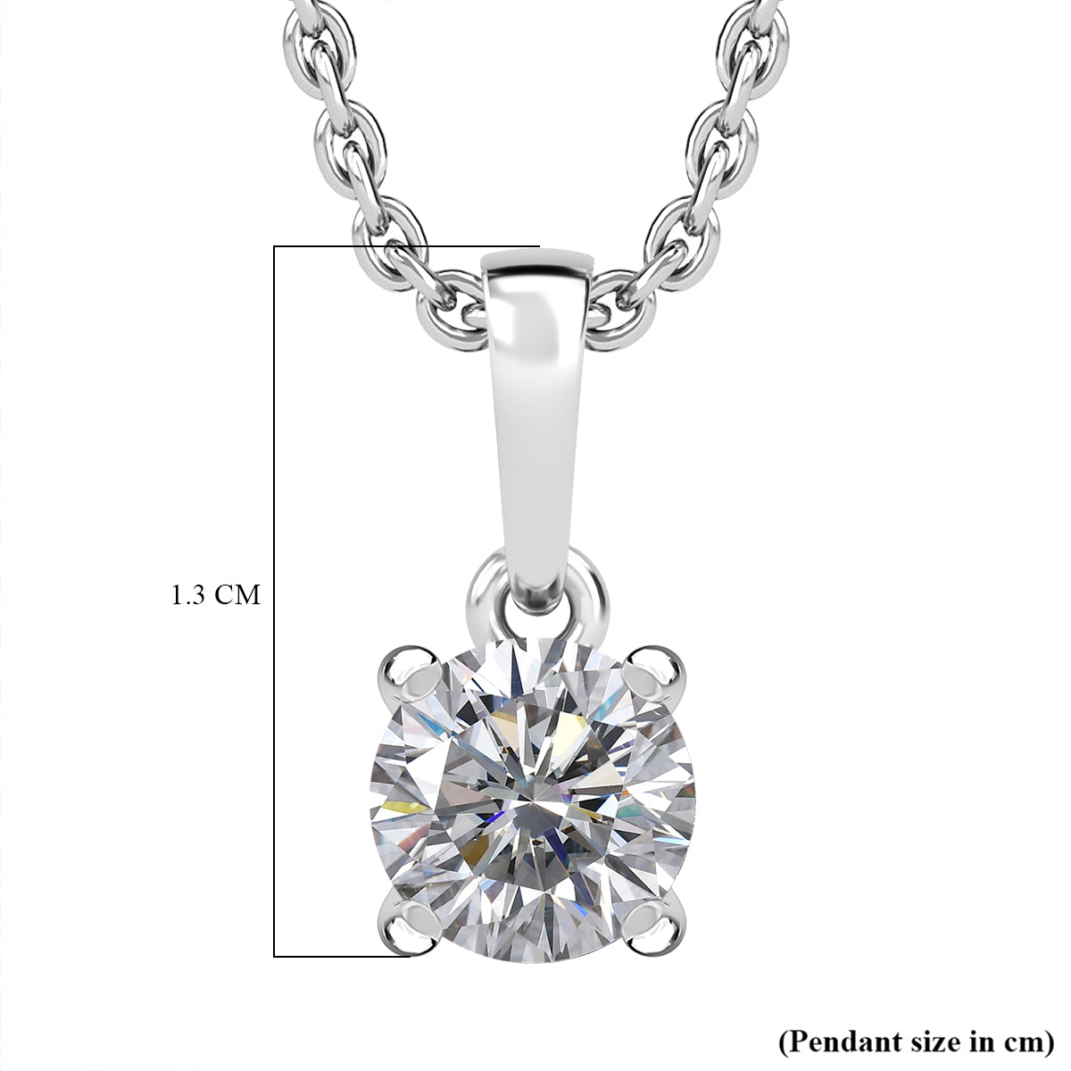 Royal Bali Collection - D'Joy Moissanite Solitaire Pendant in Platinum Overlay Sterling Silver with Chain (Size 20) 4435030 6