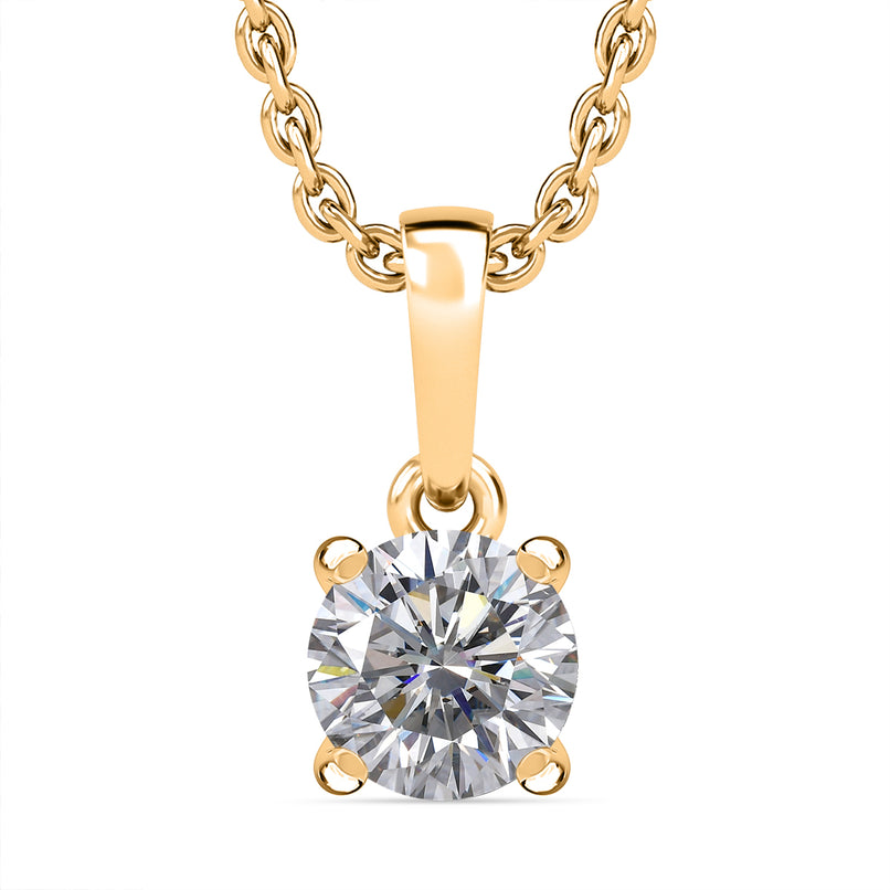 Royal Bali Collection - D'Joy Moissanite Solitaire Pendant in Yellow Gold Plated Sterling Silver with Chain (Size 20)_4435033
