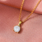 Royal Bali Collection - D'Joy Moissanite Solitaire Pendant in Yellow Gold Plated Sterling Silver with Chain (Size 20)_4435033_1