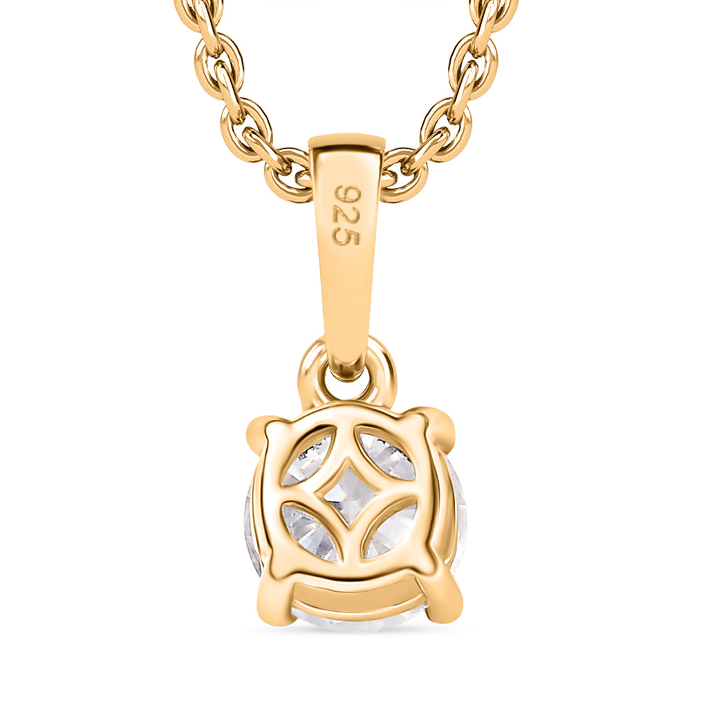 Royal Bali Collection - D'Joy Moissanite Solitaire Pendant in Yellow Gold Plated Sterling Silver with Chain (Size 20)_4435033_4