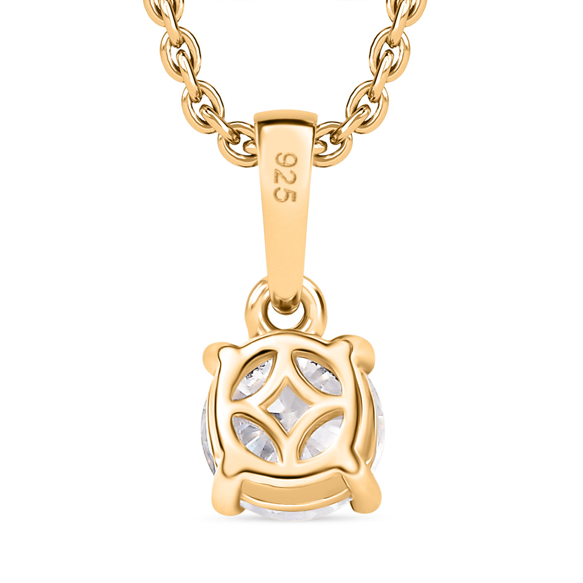 D'Joy Moissanite Solitaire Pendant in Yellow Gold Plated Sterling Silver with Chain (Size 20) 4435033 5