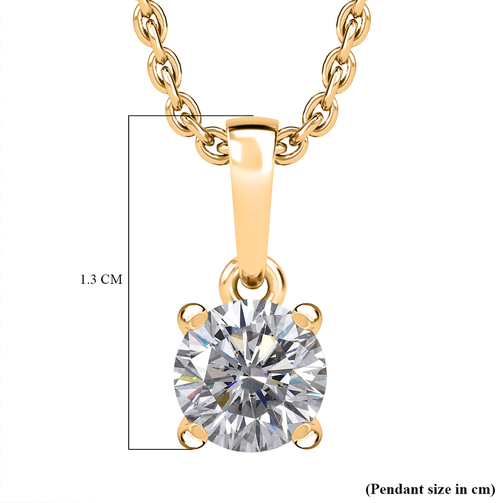 Royal Bali Collection - D'Joy Moissanite Solitaire Pendant in Yellow Gold Plated Sterling Silver with Chain (Size 20)_4435033_5