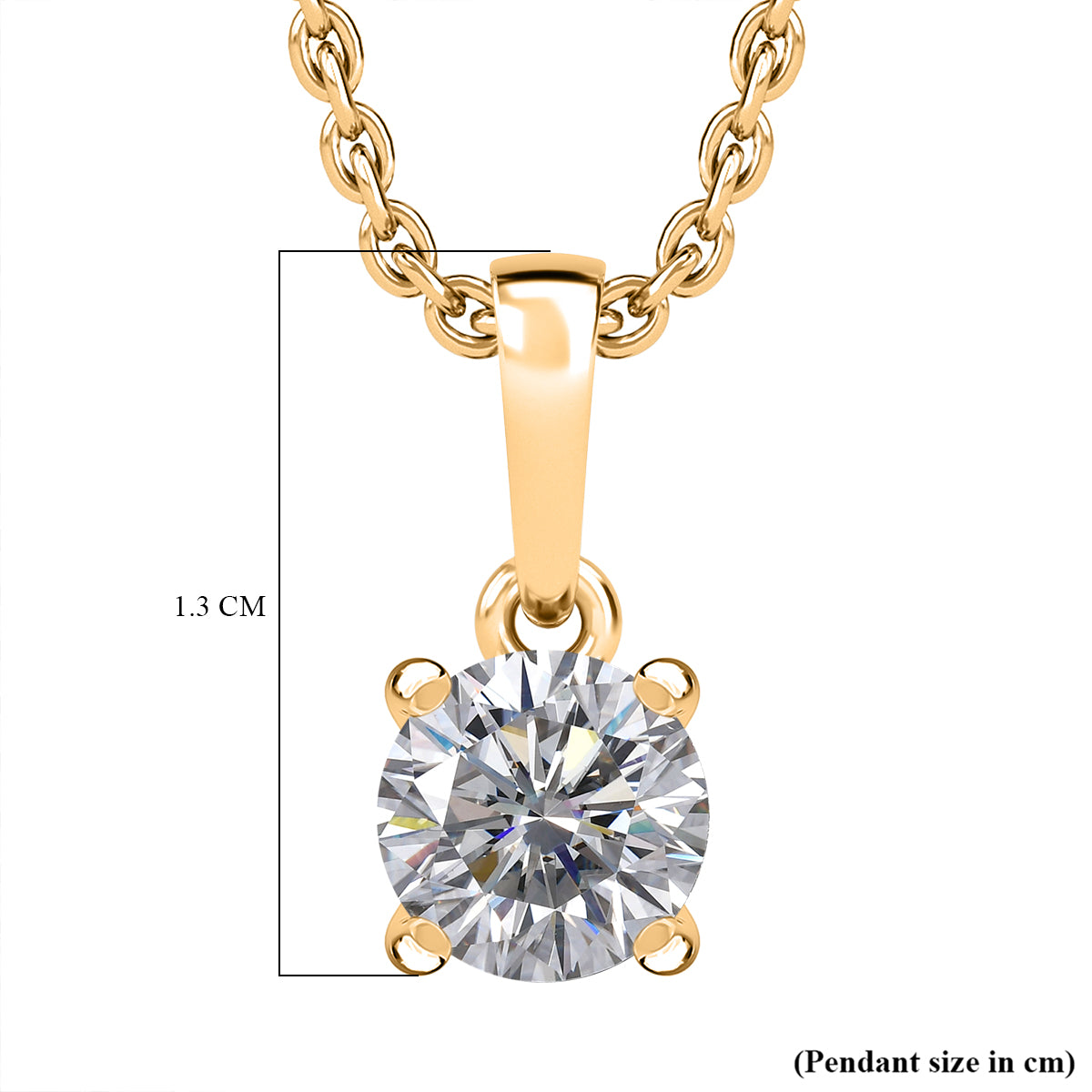 D'Joy Moissanite Solitaire Pendant in Yellow Gold Plated Sterling Silver with Chain (Size 20) 4435033 6