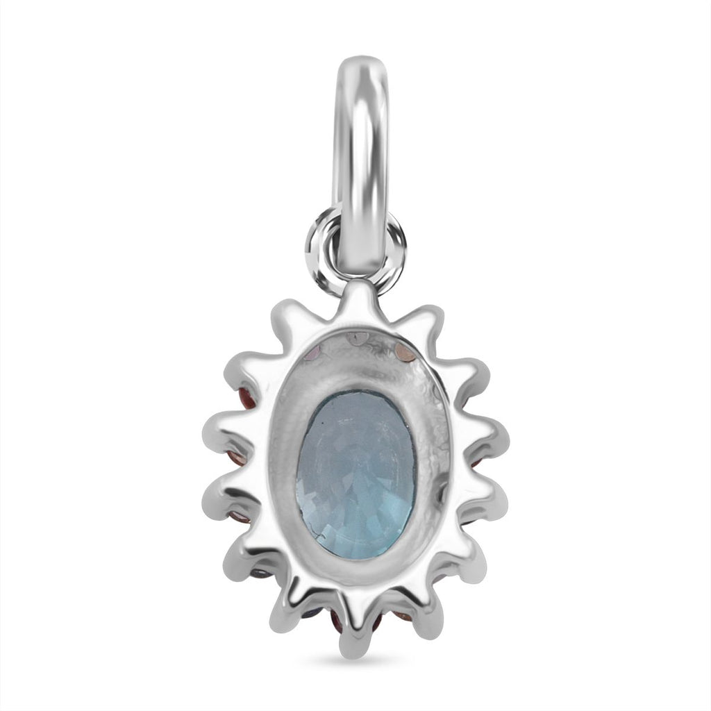 3 Piece Set - D'Joy Blue Zircon & Multi Sapphire Ring (Size - N), Pendant and Earring in Rhodium Overlay Sterling Silver 7.74 Ct._4436466_7
