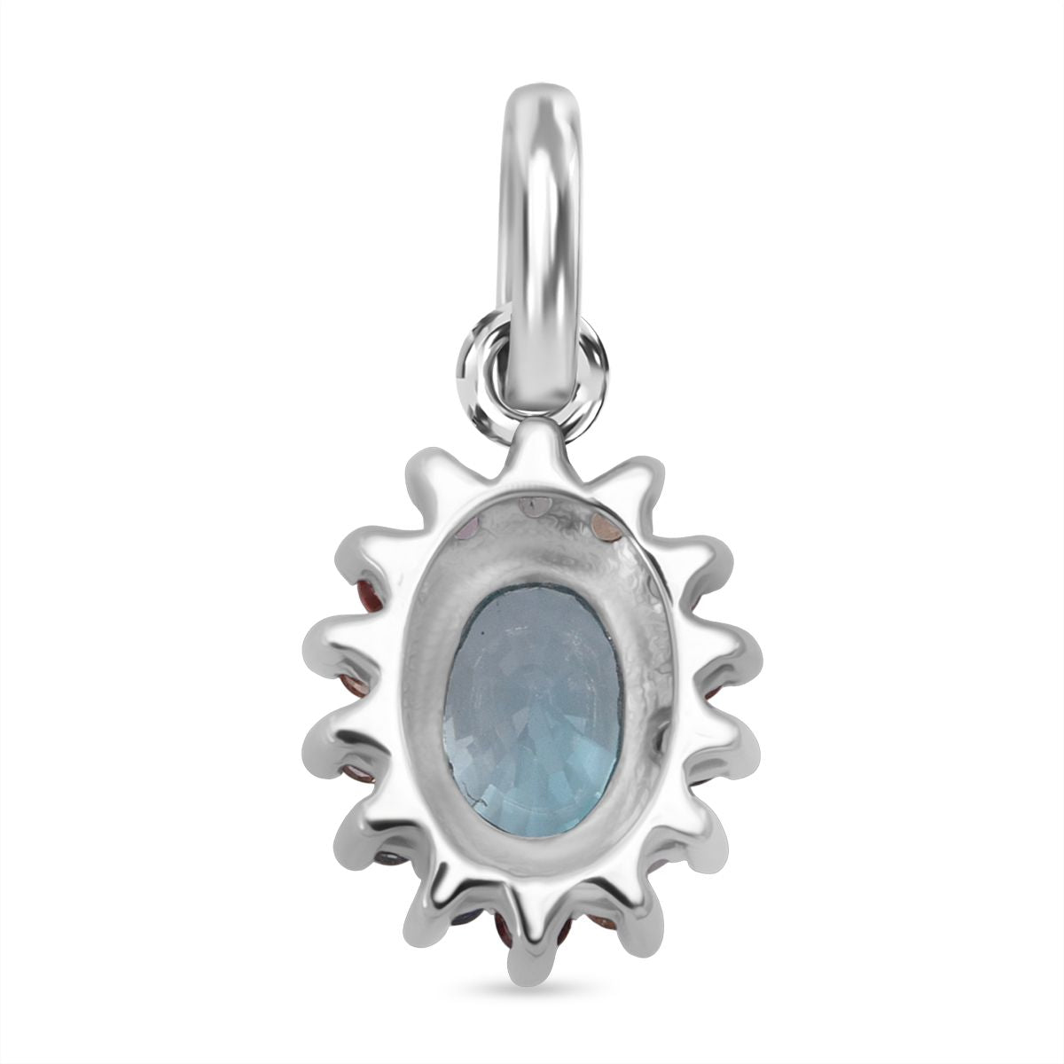 3 Piece Set - Blue Zircon, Multi Sapphire Halo Ring, Pendant and Earring in Rhodium Overlay Sterling Silver 7.74 Ct. V32522382 8