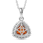 D'Joy Fire Opal & Natural White Diamond Halo Pendant with Chain (Size 20) in Rhodium Overlay Sterling Silver 1.54 Ct._4436561_4