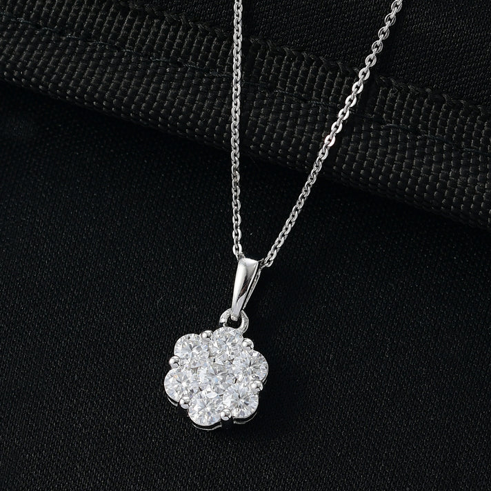 1.2 Ct. Moissanite Cluster set(cp) in Rhodium Sterling Silver 4439799 2