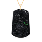 Natural Boots Black Jade Dragon Pendant with Chain (Size - 20) in Yellow Gold Plated Sterling Silver 100 Ct._4440478