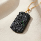 Natural Boots Black Jade Dragon Pendant with Chain (Size - 20) in Yellow Gold Plated Sterling Silver 100 Ct._4440478_1